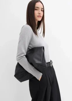bonprix Hosen|Bekleidung·Kleider^Bundfaltenhose mit Bequembund und Schlitz schwarz