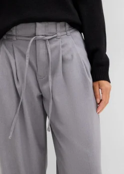 bonprix Nachhaltigere Materialien|Hosen^Bundfaltenhose mit Bindeband grau