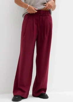 bonprix Bekleidung·Kleider|Hosen^Bundfaltenhose mit Bindeband dunkelbeere