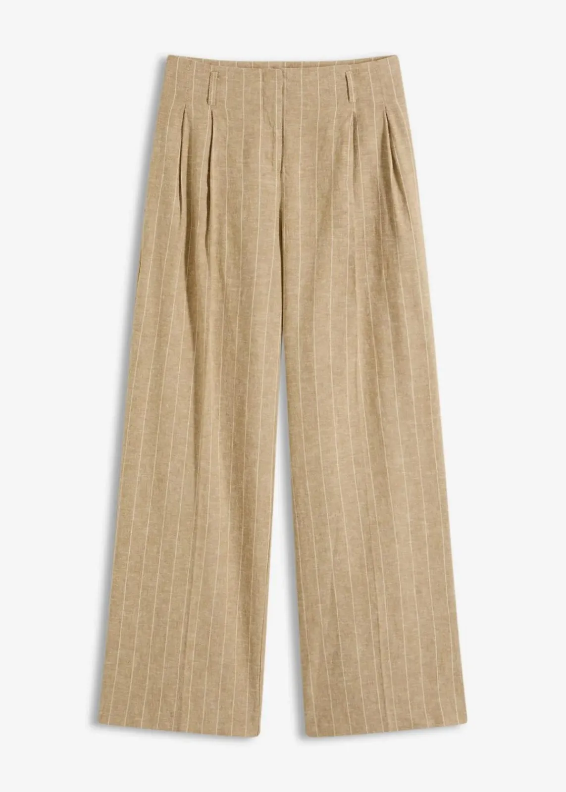 bonprix Bekleidung·Kleider|Hosen^Bundfaltenhose mit Leinenanteil khakibraun/natur gestreift