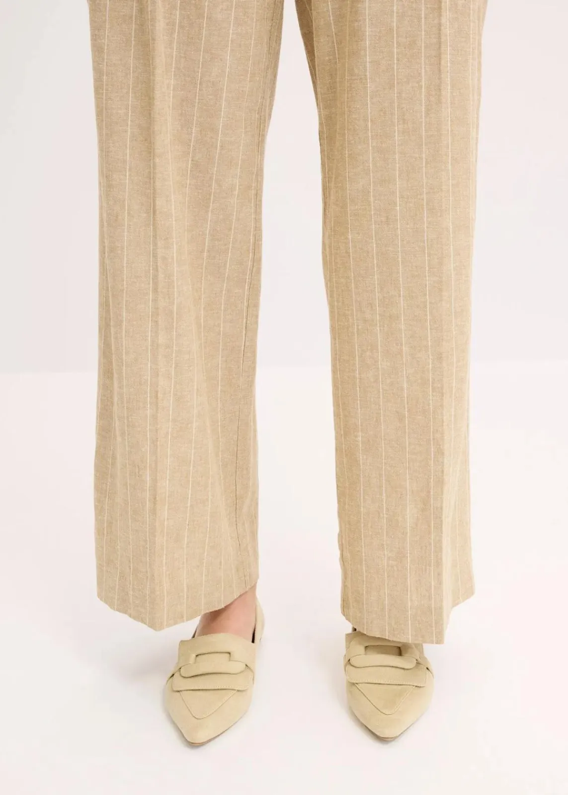 bonprix Bekleidung·Kleider|Hosen^Bundfaltenhose mit Leinenanteil khakibraun/natur gestreift
