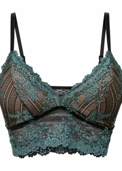bonprix Nachhaltigere Materialien|Dessous^Bustier aus zweifarbiger Spitze mattkobalttürkis/schwarz