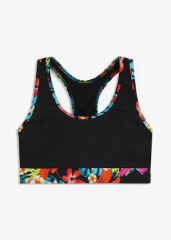 bonprix Nachhaltigere Materialien|Sport Bademode^Bustier Bikini Oberteil schwarz geblümt