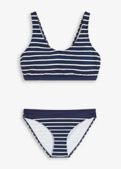 bonprix Nachhaltigere Materialien|Bikinis^Bustier Bikini (2-tlg.Set) dunkelblau/weiß gestreift