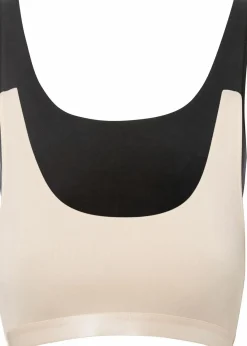 bonprix Wäsche·Basics|Wäsche·Baumwollunterwäsche^Bustier mit Bio-Baumwolle (2er Pack) schwarz + sandbeige