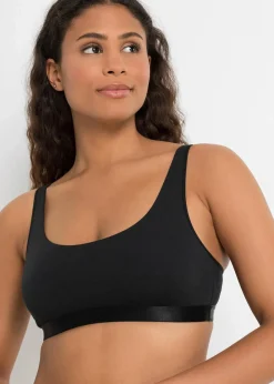 bonprix Wäsche·Basics|Wäsche·Baumwollunterwäsche^Bustier mit Bio-Baumwolle (2er Pack) schwarz + sandbeige