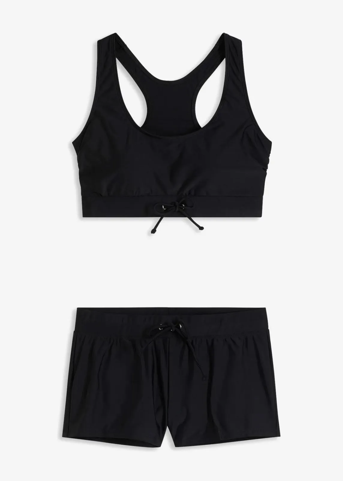 bonprix Nachhaltigere Materialien|Sport Bademode^Bustier-Bikini mit Badeshorts (2-tlg.Set) schwarz