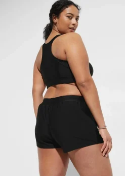bonprix Nachhaltigere Materialien|Sport Bademode^Bustier-Bikini mit Badeshorts (2-tlg.Set) schwarz