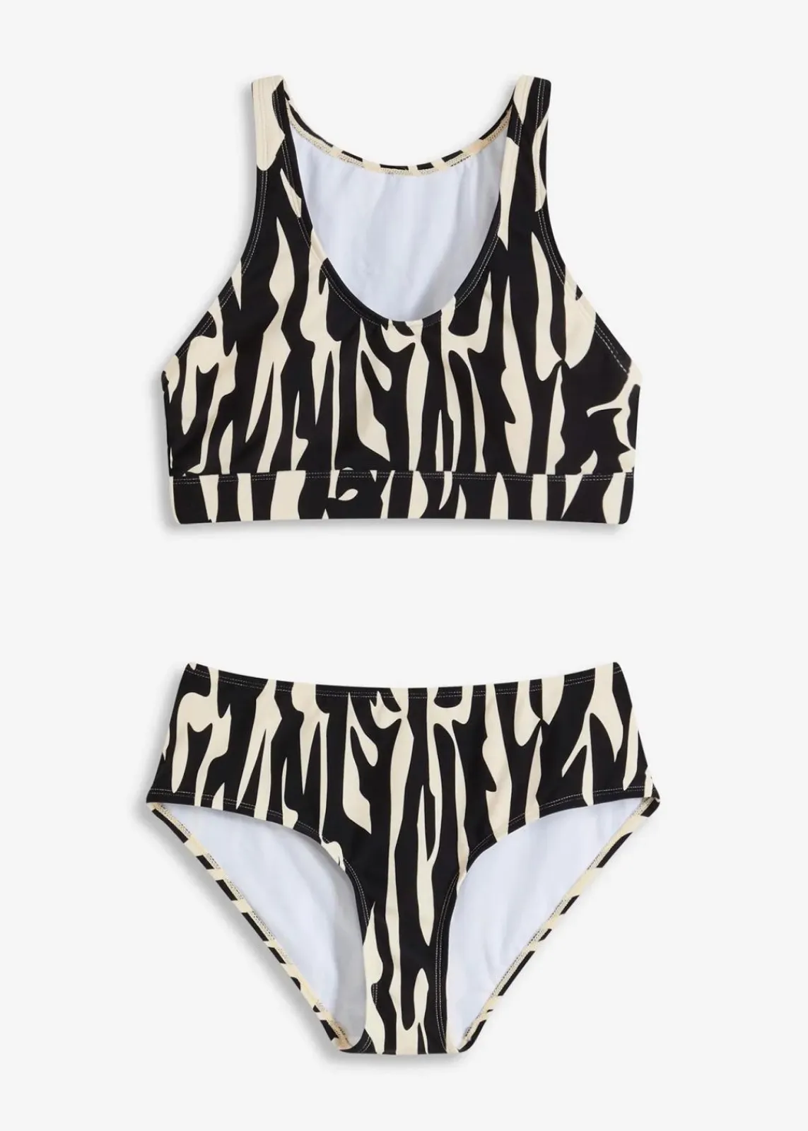 bonprix Nachhaltigere Materialien|Bikinis^Bustier-Bikini (2-tlg.Set) naturbeige/schwarz graphisch
