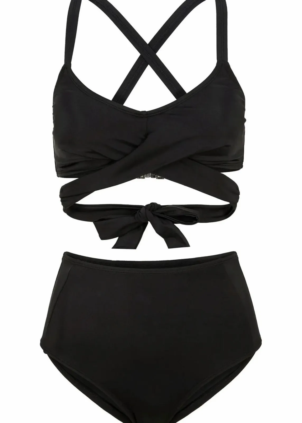 bonprix Nachhaltigere Materialien|Bikinis^Bustier-Bikini (2-tlg.Set) mit Bindedetail schwarz
