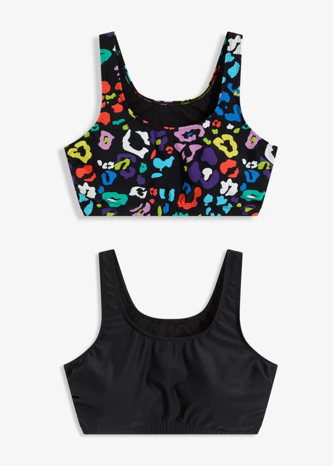 bonprix Nachhaltigere Materialien|Mix & Match^Bustier-Bikinioberteil (2er Pack) schwarz+schwarz/bunt bedruckt