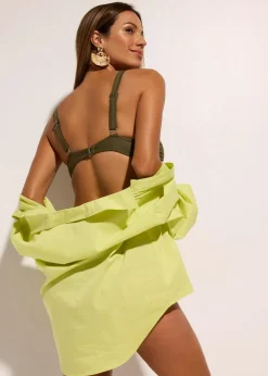 bonprix Nachhaltigere Materialien|Bikinis^Bustier-Bikinioberteil mit Twistdetail dunkeloliv
