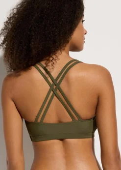 bonprix Nachhaltigere Materialien|Bikinis^Bustier-Bikinioberteil mit gekreuzten Trägern dunkeloliv