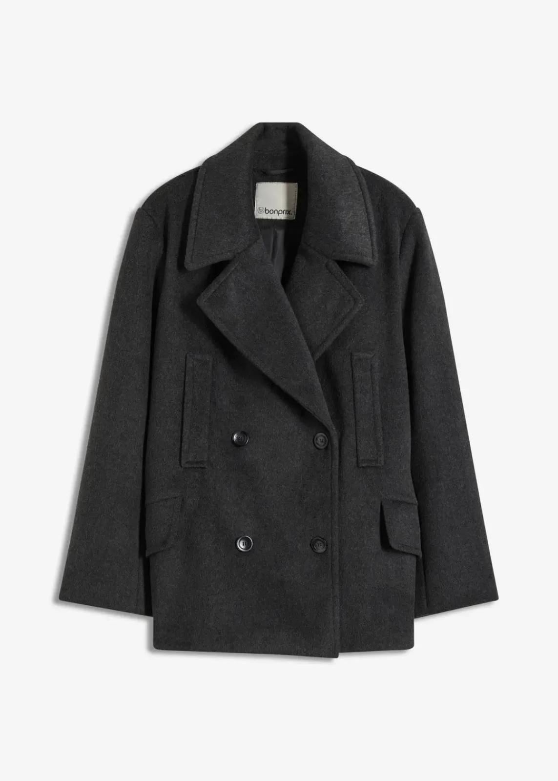 bonprix Jacken & Mäntel|Bekleidung·Hosen^Cabanjacke in Wolloptik schiefergrau meliert