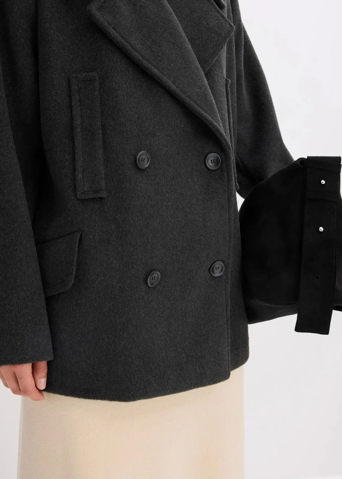 bonprix Jacken & Mäntel|Bekleidung·Hosen^Cabanjacke in Wolloptik schiefergrau meliert