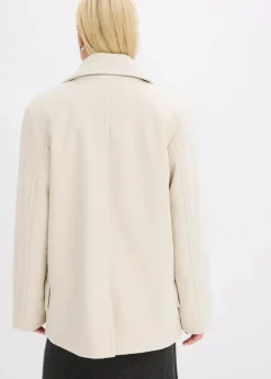 bonprix Bekleidung·Hosen|Jacken & Mäntel^Cabanjacke in Wolloptik kieselbeige meliert
