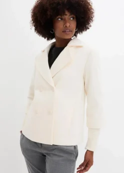bonprix Bekleidung·Hosen|Jacken & Mäntel^Cabanjacke mit Strickärmeln naturbeige