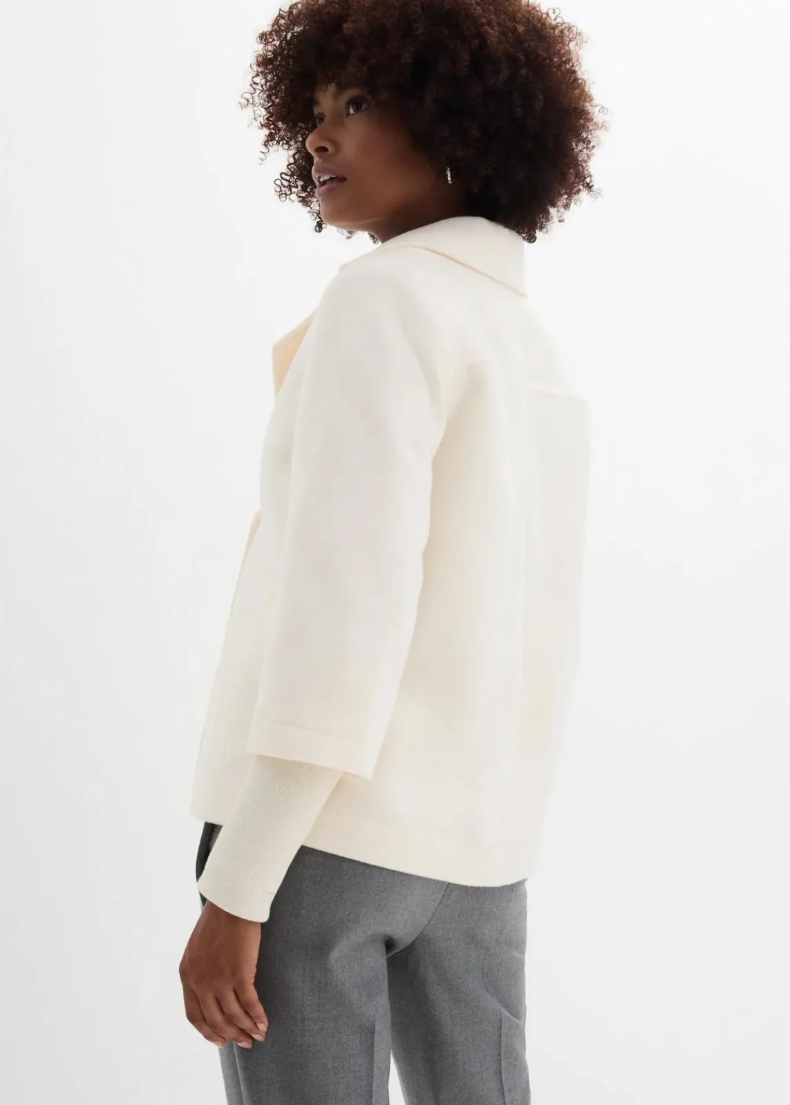 bonprix Bekleidung·Hosen|Jacken & Mäntel^Cabanjacke mit Strickärmeln naturbeige