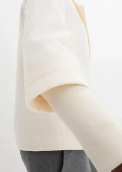 bonprix Bekleidung·Hosen|Jacken & Mäntel^Cabanjacke mit Strickärmeln naturbeige