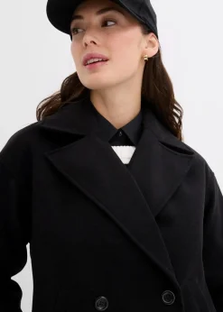 bonprix Jacken & Mäntel|Bekleidung·Hosen^Cabanjacke, Wollimitat schwarz