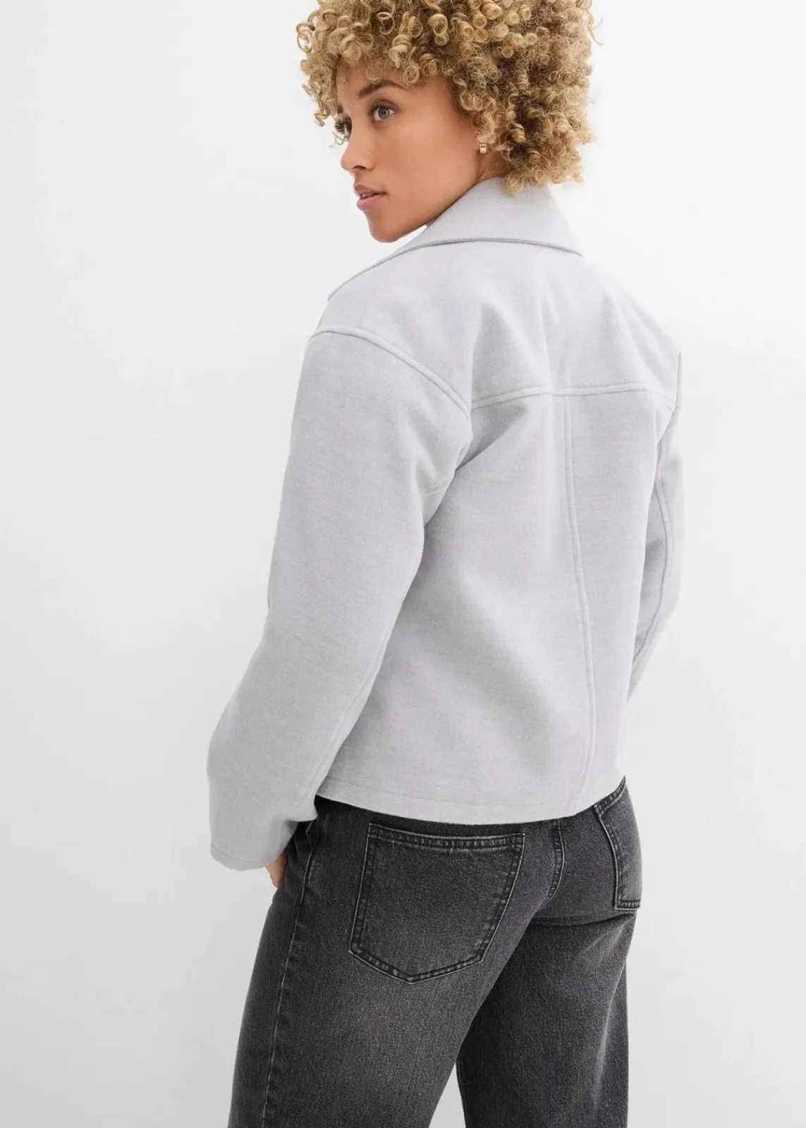 bonprix Bekleidung·Hosen|Jacken & Mäntel^Cabanjacke, Wollimitat hellgrau meliert