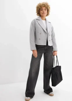 bonprix Bekleidung·Hosen|Jacken & Mäntel^Cabanjacke, Wollimitat hellgrau meliert