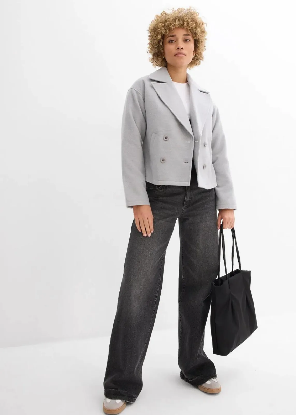 bonprix Bekleidung·Hosen|Jacken & Mäntel^Cabanjacke, Wollimitat hellgrau meliert
