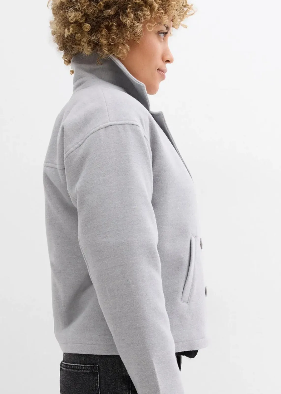 bonprix Bekleidung·Hosen|Jacken & Mäntel^Cabanjacke, Wollimitat hellgrau meliert