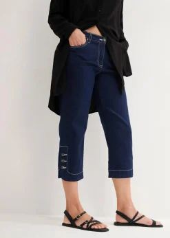 bonprix Bekleidung·Shirts & Tops|Jeans^Capri Jeans Mid Waist darkblue stone
