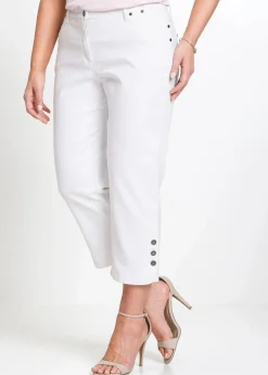 bonprix Jeans|Bekleidung·Shirts & Tops^Capri Jeans Mid Waist white denim