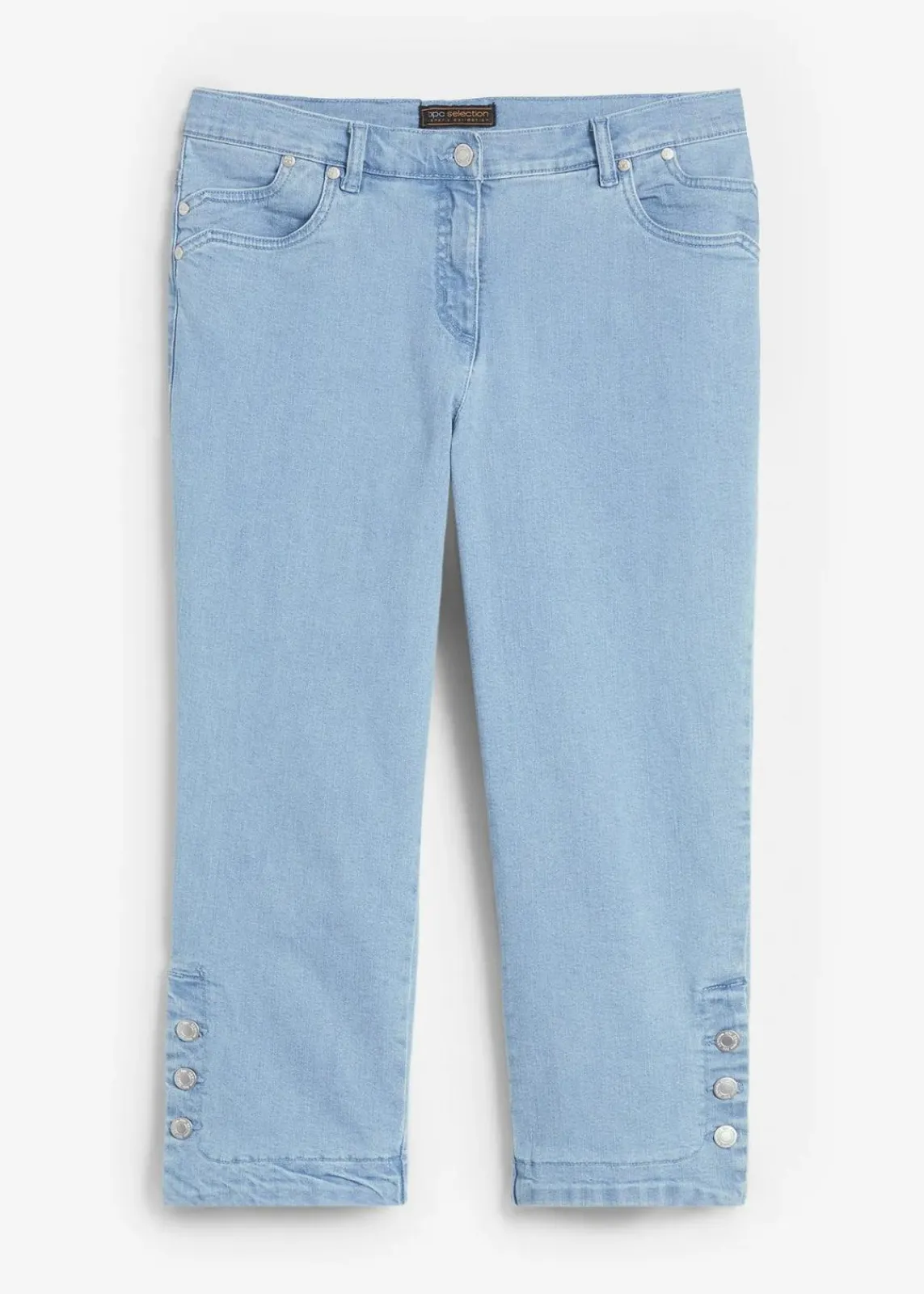 bonprix Jeans|Bekleidung·Shirts & Tops^Capri Jeans Mid Waist blue bleached