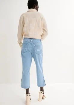 bonprix Jeans|Bekleidung·Shirts & Tops^Capri Jeans Mid Waist blue bleached