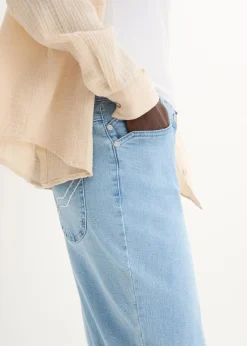 bonprix Jeans|Bekleidung·Shirts & Tops^Capri Jeans Mid Waist blue bleached