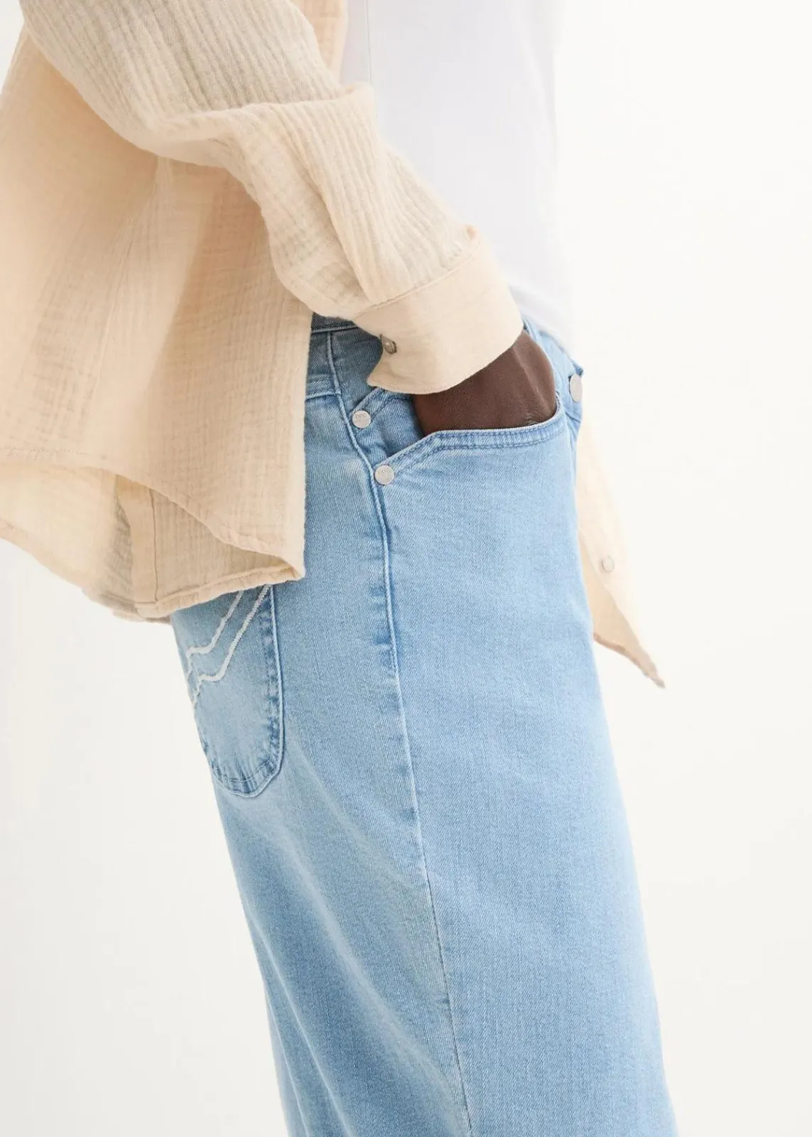 bonprix Jeans|Bekleidung·Shirts & Tops^Capri Jeans Mid Waist blue bleached