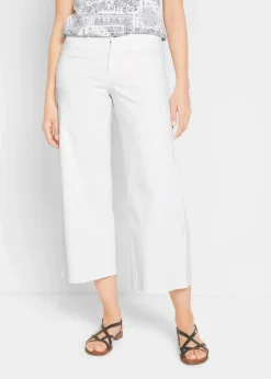 bonprix Bekleidung·Shirts & Tops|Jeans^Capri Jeans Mid Waist, (2er Pack) eisblau denim + weiss