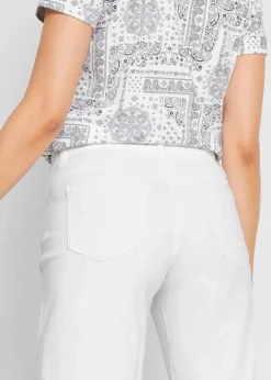 bonprix Bekleidung·Shirts & Tops|Jeans^Capri Jeans Mid Waist, (2er Pack) eisblau denim + weiss