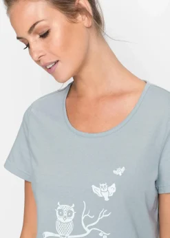 bonprix Nachtwäsche|Wäsche·Nachtwäsche^Capri Pyjama mit kurzen Ärmeln silbergrau/weiß