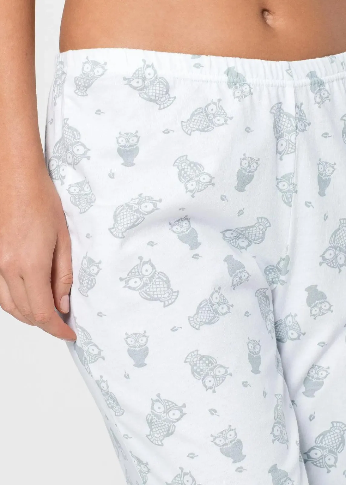 bonprix Nachtwäsche|Wäsche·Nachtwäsche^Capri Pyjama mit kurzen Ärmeln silbergrau/weiß
