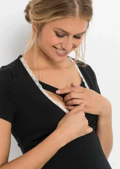 bonprix Wäsche·Still- & Umstandswäsche|Wäsche·Nachtwäsche^Capri Still Pyjama mit Bio-Baumwolle schwarz bedruckt