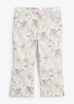 bonprix Bekleidung·Kleider|Hosen^Capri-Hose weiß/oliv bedruckt