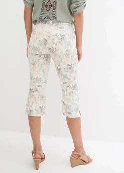 bonprix Bekleidung·Kleider|Hosen^Capri-Hose weiß/oliv bedruckt