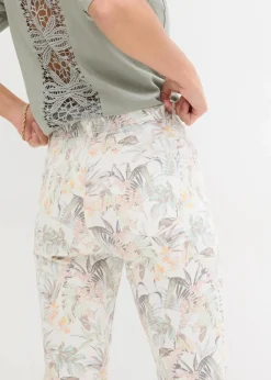 bonprix Bekleidung·Kleider|Hosen^Capri-Hose weiß/oliv bedruckt