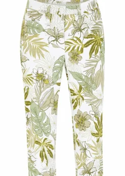 bonprix Bekleidung·Kleider|Hosen^Capri-Hose piniengrün/weiß floral