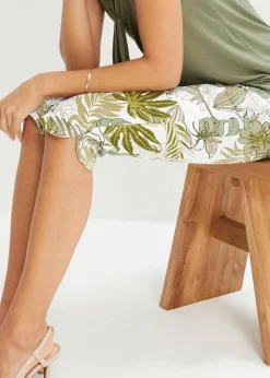 bonprix Bekleidung·Kleider|Hosen^Capri-Hose piniengrün/weiß floral