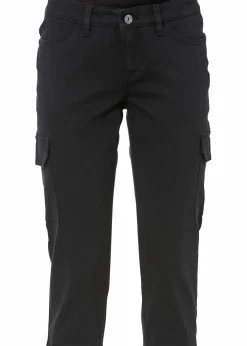 bonprix Hosen^Capri-Hose aus elastischem Baumwoll-Mix schwarz