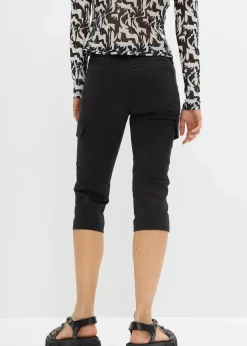 bonprix Hosen^Capri-Hose aus elastischem Baumwoll-Mix schwarz