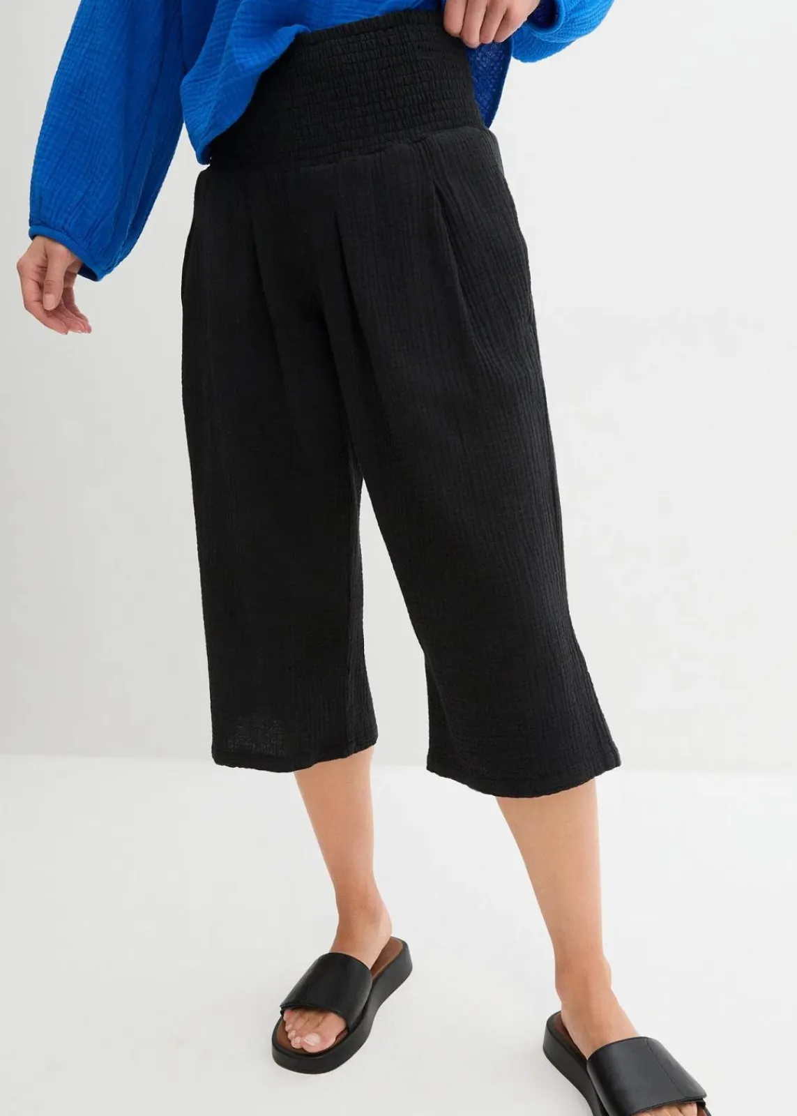 bonprix Bekleidung·Kleider|Hosen^Capri-Hose aus softem Musselin schwarz