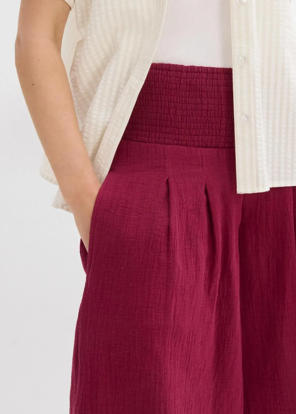 bonprix Hosen|Bekleidung·Kleider^Capri-Hose aus softem Musselin rhododendronrot