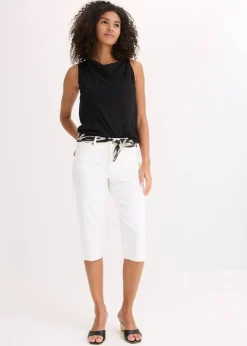 bonprix Bekleidung·Kleider|Hosen^Capri-Hose mit Bequembund weiß