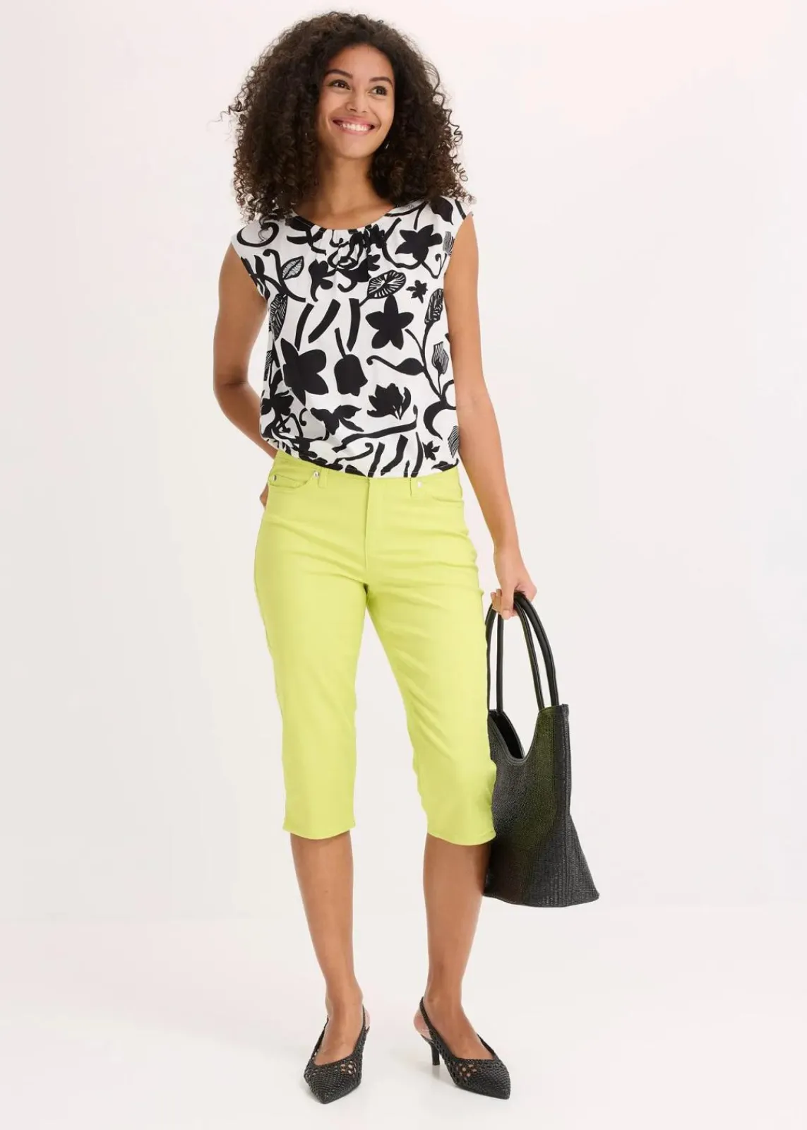 bonprix Hosen|Bekleidung·Kleider^Capri-Hose mit Bequembund zitrusgelb